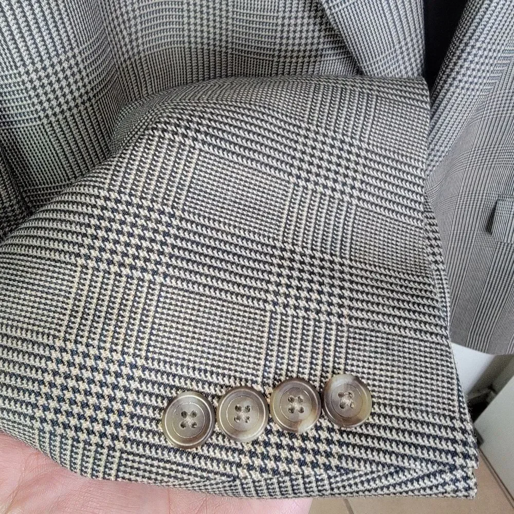 Jos. A. Bank Houndstooth Silk Wool Men's Blazer Suit Jacket Size 48R